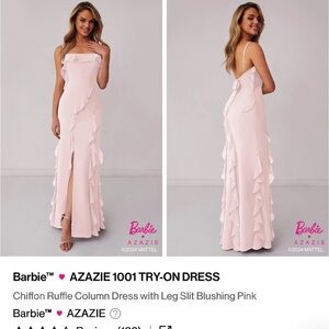 Azazie Strapless Chiffon Dress in Light Pink